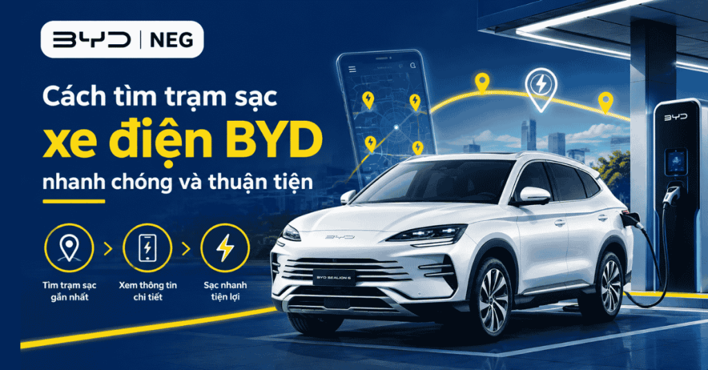cách tìm trạm sạc xe điện BYD